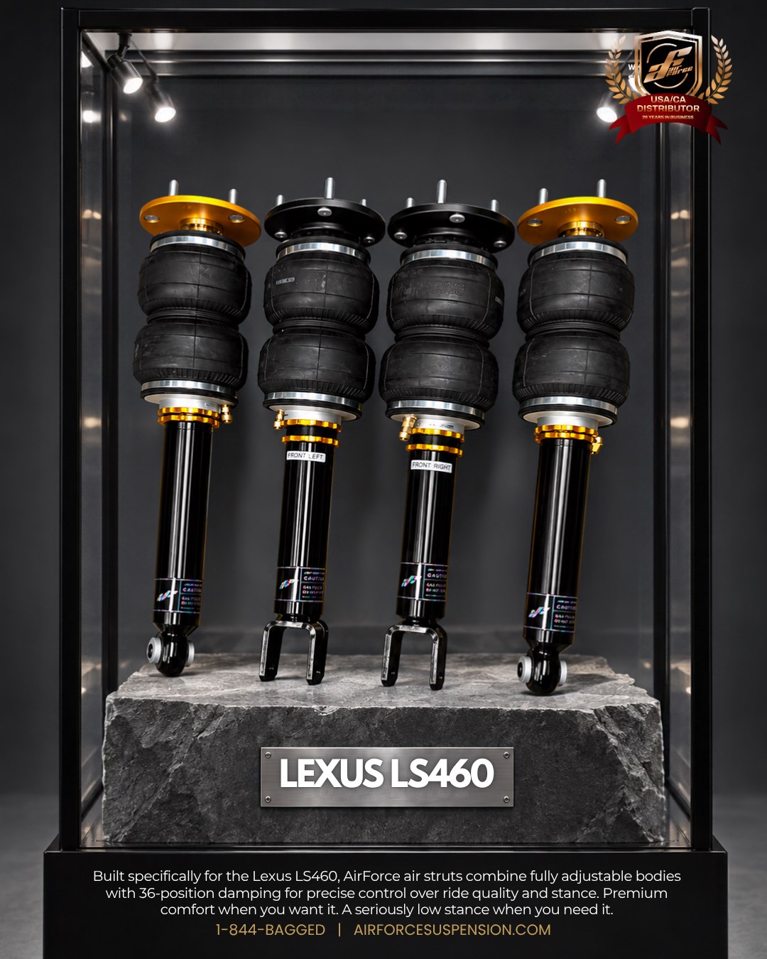 Airforce Suspension Lexus LS460 glass-display campaign artwork